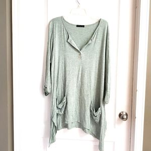 Mint green 3/4 length drapey shirt